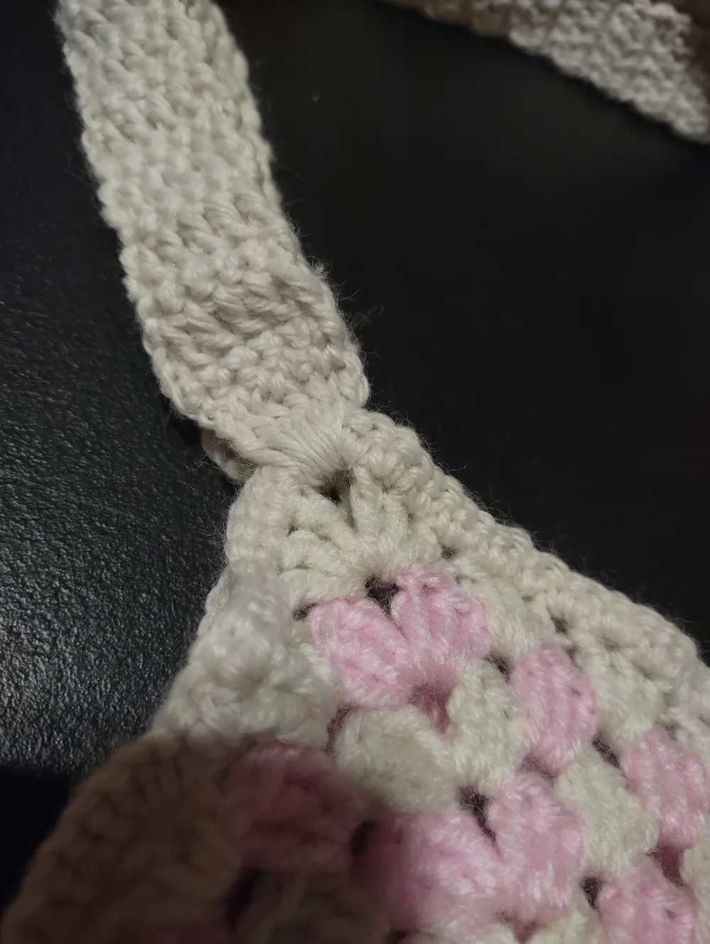 Handmade Crochet Women’s Tote Bag in Cream, Pink & Gray - Picture 2 of 8